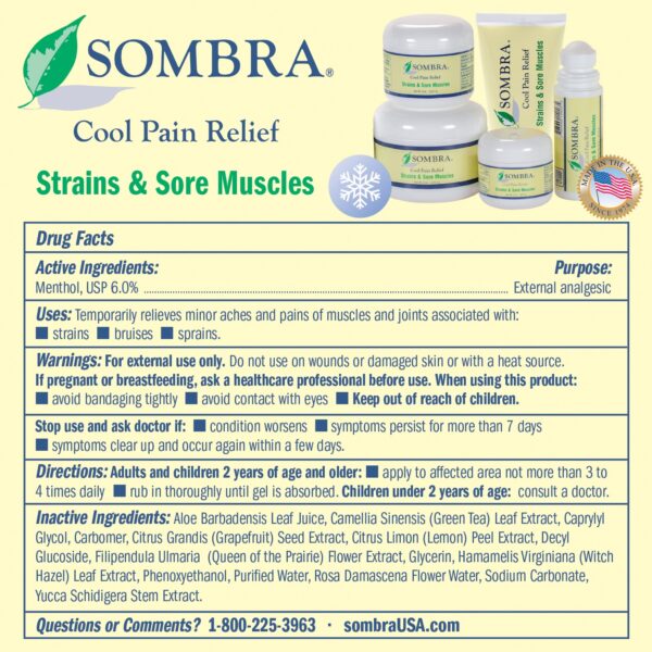 Image of Sombra Cool Pain Relieve ingredient list